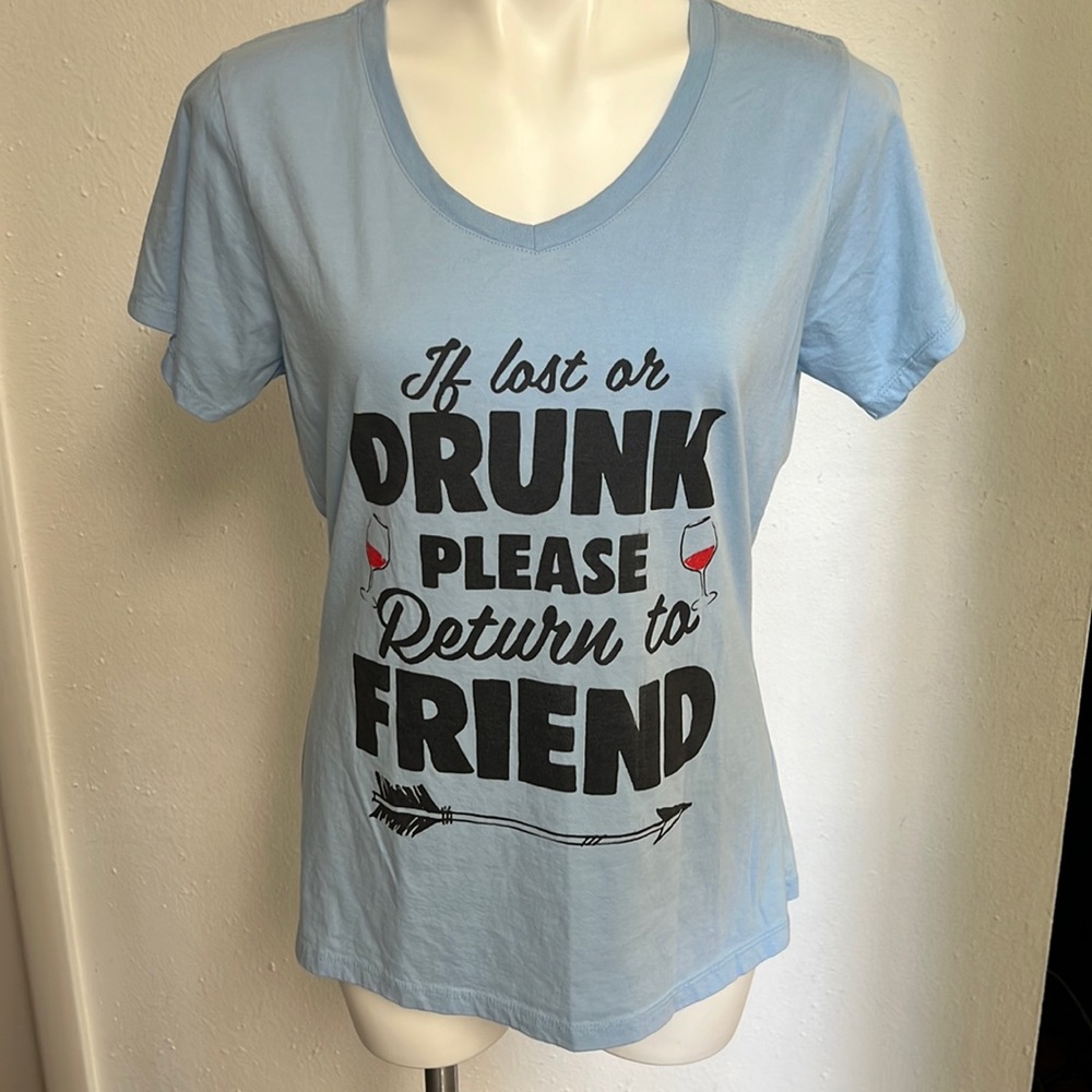 Wine Lost Drunk Funny Set of 2 Large T shirts